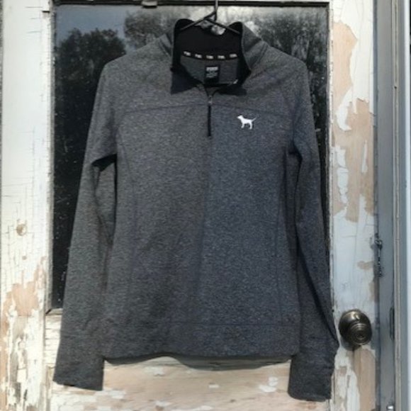 PINK Victoria's Secret Heather Gray & Black 1/4 Zip Pullover - Picture 10 of 12